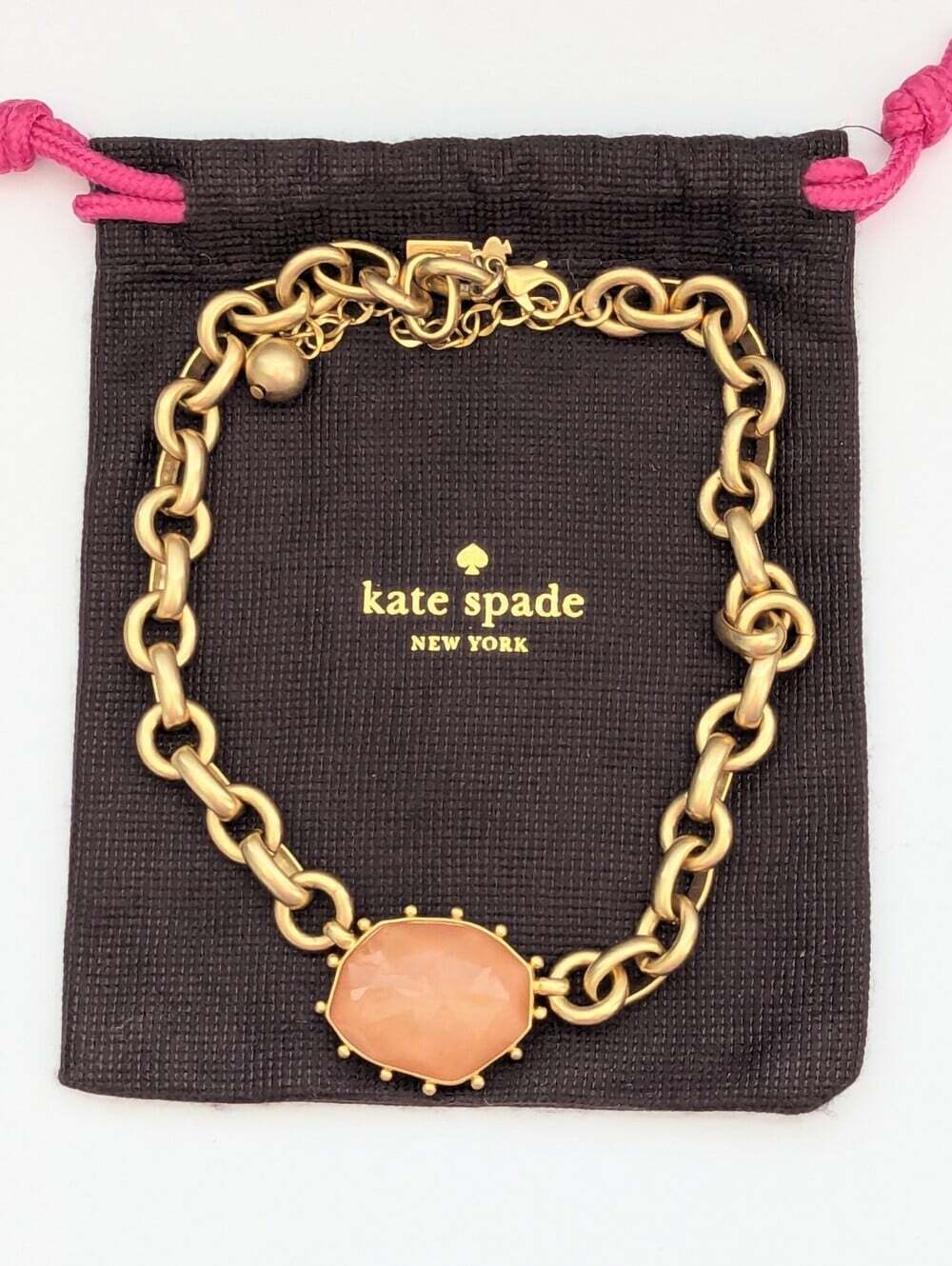 Kate Spade Perfectly Imperfect Chunky Gold Chain Collar Necklace w/Center Stone